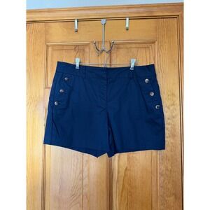 Ann Taylor Factory Womens Navy Blue Sailor Button Front Chino Shorts Size 12